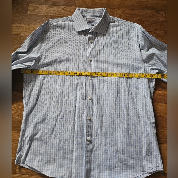 Michael Kors Slim Fit Blue Tan Button Down Dress Shirt Mens Size XL 17-1/2 34-35 - Picture 8 of 13